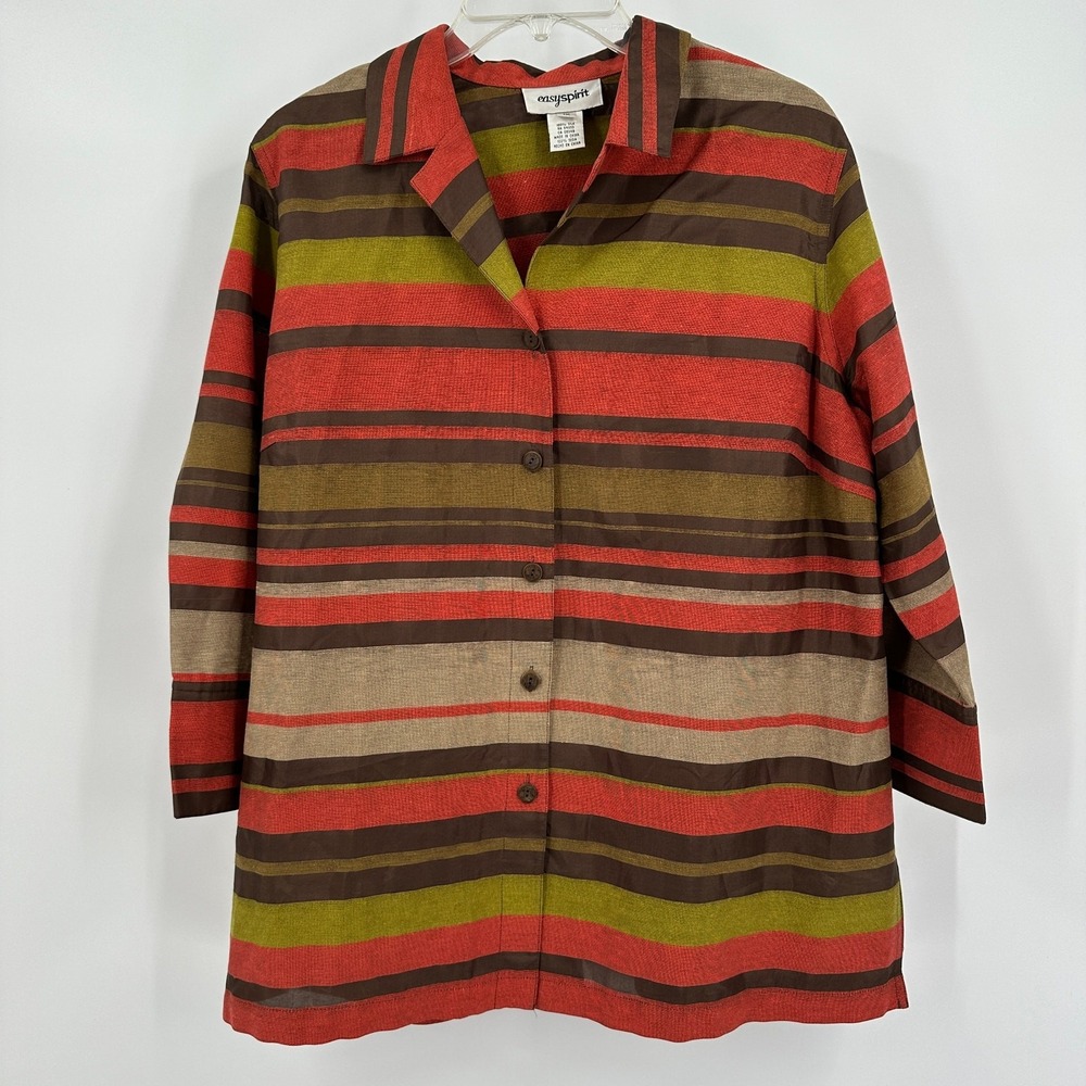 Womens Boho Striped Silk Jacket Size 1X‎ Lagenlook Colorful Bold Luxury Indie